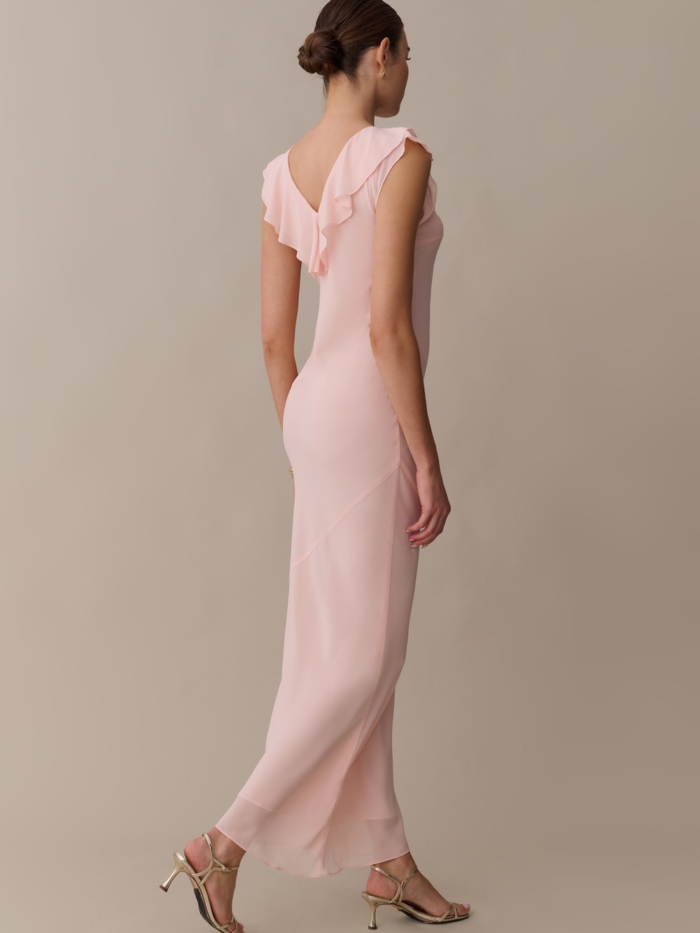 Few Moda o.p.t. Shelley Soft Peach Ruffle-Neck Sheath Dress - Picture 2 of 8
